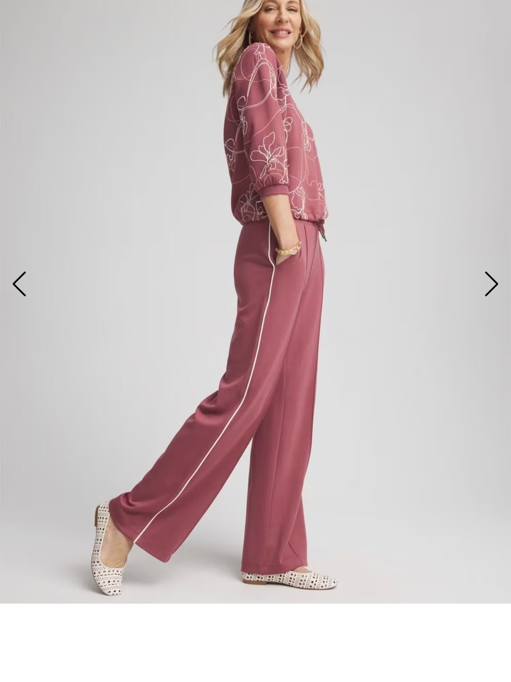 Chico's Rosewood Embroidered matching SET Wide Leg Pull-On Pants